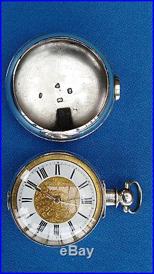 Pair Cased Pocket Watch Verge Fusee London 1869 Montre Coq Spindeluhr