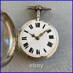 Pair-cased silver tortoiseshell pocket watch verge escapement