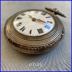 Pair-cased silver tortoiseshell pocket watch verge escapement