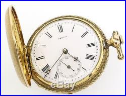 Pateck antique heavy 18K gold enamel portrait key wind hunter case pocket watch