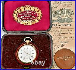 Patek Philippe Pocket Watch 18k Gold Case & Certificate 51mm Gondolo 20 Lines