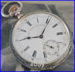 Patek Philippe Pocket Watch Niello Silver/Gold case from circa 1890 Working Fine