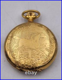 Peugeot Incabloc 17 Jewels Swiss Made Pocket Watch Horse Jockey Horses Rare