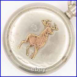 Philadelphia 18-Size Silverode Antique Pocket Watch Case with Deer / Stag Motif