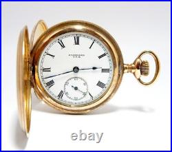 Pocket Hunter New York Standard Watch Co Dial Porcelain Gold Plated Needs Review