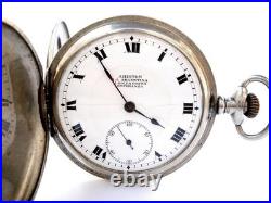 Pocket Watch ARISTON Hunter Dial Porcelain Case Steel 51mm Circa 1920 Working