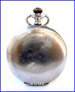 Pocket Watch ARISTON Hunter Dial Porcelain Case Steel 51mm Circa 1920 Working