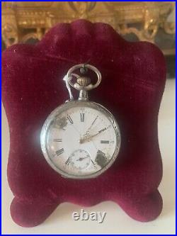 Pocket Watch Argentouomo Case Chiseled Time Machine 1800 Step-Down Nail, Antique