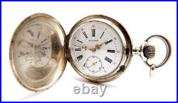Pocket Watch BILLODES Hunter 15 Jewels Dial Porcelain 1900c Silver 50mm Working
