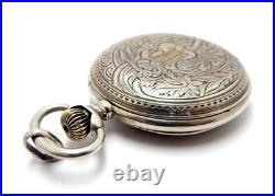 Pocket Watch BILLODES Hunter 15 Jewels Dial Porcelain 1900c Silver 50mm Working