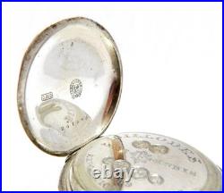 Pocket Watch BILLODES Hunter 15 Jewels Dial Porcelain 1900c Silver 50mm Working