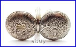 Pocket Watch BILLODES Hunter 15 Jewels Dial Porcelain 1900c Silver 50mm Working