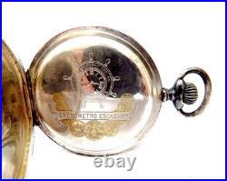 Pocket Watch Cronometro Escasany Dial Porcelain Case Silver 53mm 1910c Working
