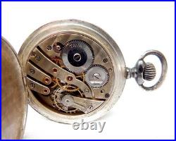 Pocket Watch Cronometro Escasany Dial Porcelain Case Silver 53mm 1910c Working