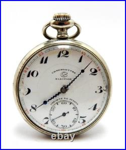 Pocket Watch ELECTION Grand Prix Open Face Case Steel 49mm Circa 1920 Working
