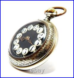 Pocket Watch Hand Winding Dial Porcelain Open Face 53mm Case Steel Working
