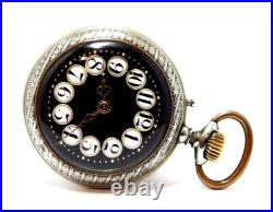 Pocket Watch Hand Winding Dial Porcelain Open Face 53mm Case Steel Working