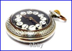 Pocket Watch Hand Winding Dial Porcelain Open Face 53mm Case Steel Working