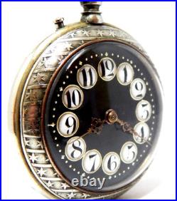 Pocket Watch Hand Winding Dial Porcelain Open Face 53mm Case Steel Working