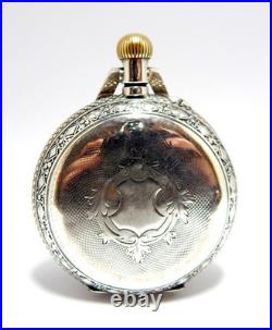 Pocket Watch Hunter Art Nouveau Dial Porcelain Case Silver 52mm Restore Parts