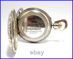 Pocket Watch Hunter Art Nouveau Dial Porcelain Case Silver 52mm Restore Parts