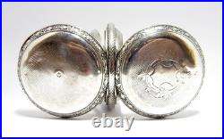 Pocket Watch Hunter Art Nouveau Dial Porcelain Case Silver 52mm Restore Parts