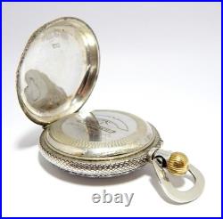 Pocket Watch Hunter Art Nouveau Dial Porcelain Case Silver 52mm Restore Parts