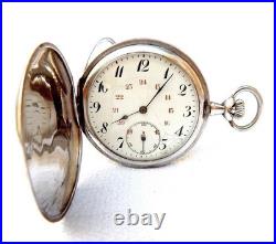 Pocket Watch JUNGHANS Hunter Hand Winding Case Silver 52mm Circa 1920 Working