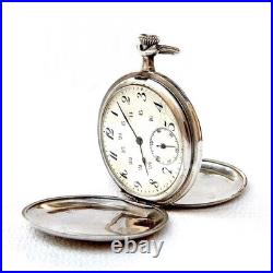 Pocket Watch JUNGHANS Hunter Hand Winding Case Silver 52mm Circa 1920 Working