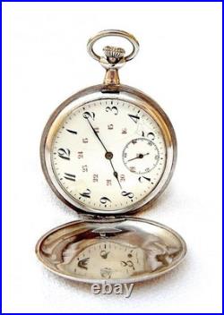 Pocket Watch JUNGHANS Hunter Hand Winding Case Silver 52mm Circa 1920 Working