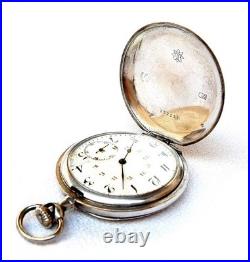 Pocket Watch JUNGHANS Hunter Hand Winding Case Silver 52mm Circa 1920 Working