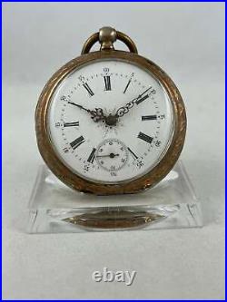 Pocket Watch Key Lift 0,800er Silver With Gold Plated Case, Works