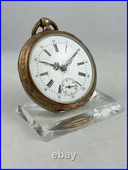 Pocket Watch Key Lift 0,800er Silver With Gold Plated Case, Works