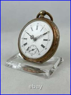 Pocket Watch Key Lift 0,800er Silver With Gold Plated Case, Works