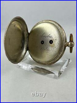 Pocket Watch Key Lift 0,800er Silver With Gold Plated Case, Works