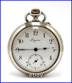 Pocket Watch LONGINES Cal 20.53 Dial Porcelain Case Steel 55mm 1905c Working