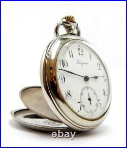 Pocket Watch LONGINES Cal 20.53 Dial Porcelain Case Steel 55mm 1905c Working