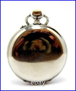 Pocket Watch LONGINES Cal 20.53 Dial Porcelain Case Steel 55mm 1905c Working