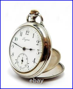 Pocket Watch LONGINES Cal 20.53 Dial Porcelain Case Steel 55mm 1905c Working