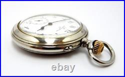 Pocket Watch LONGINES Cal 20.53 Dial Porcelain Case Steel 55mm 1905c Working