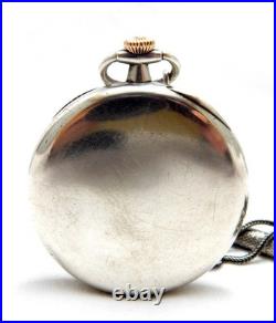 Pocket Watch LONGINES Case Silver 50mm With Silver Chatelaine Circa 1915 Working