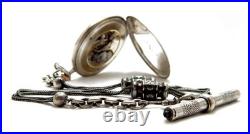 Pocket Watch LONGINES Case Silver 50mm With Silver Chatelaine Circa 1915 Working