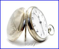Pocket Watch LONGINES Dial Porcelain Open Face Ca 18.89 Case Steel 1910c Working