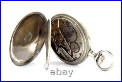 Pocket Watch LONGINES Dial Porcelain Open Face Ca 18.89 Case Steel 1910c Working