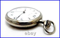 Pocket Watch LONGINES Dial Porcelain Open Face Ca 18.89 Case Steel 1910c Working