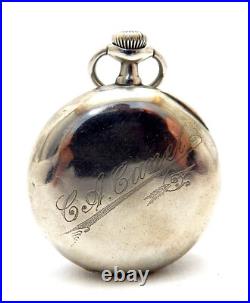 Pocket Watch LONGINES Dial Porcelain Open Face Ca 18.89 Case Steel 1910c Working