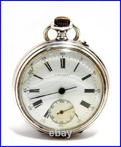 Pocket Watch LONGINES Grands Prix Paris Open Face Case Steel 50mm 1910c Working