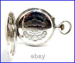 Pocket Watch LONGINES Grands Prix Paris Open Face Case Steel 50mm 1910c Working
