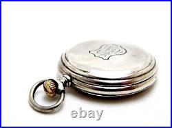 Pocket Watch LONGINES Hunter 6° Grands Prix Case Silver 50mm Circa 1915 Working