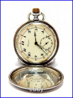 Pocket Watch LONGINES Hunter 7 Grands Prix Case Silver 50mm Circa 1920 Working